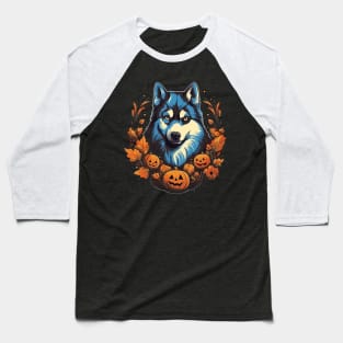 Siberian Husky Halloween Baseball T-Shirt